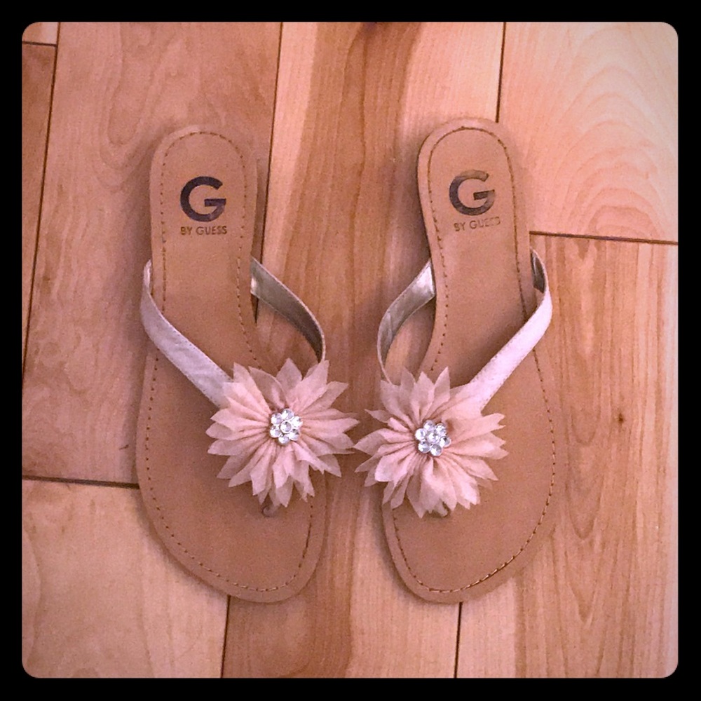 Flower and bling flip flops